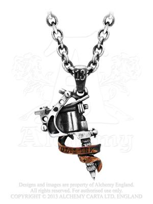 ULP9 - Tattoo Gun Pendant Fully 3-dimensional 2-tone tattoo gun.